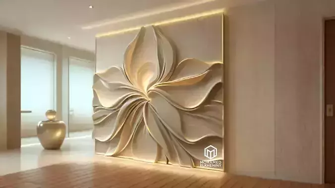 modern panel wall decor set wall relief mural CNC 96 3D model