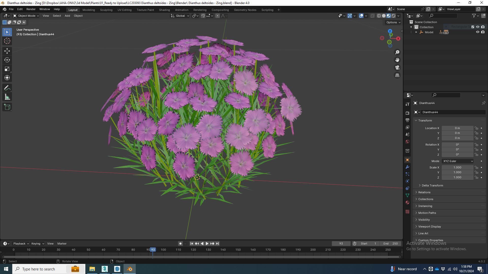 Plant   Dianthus deltoides - Zing   3D model_7