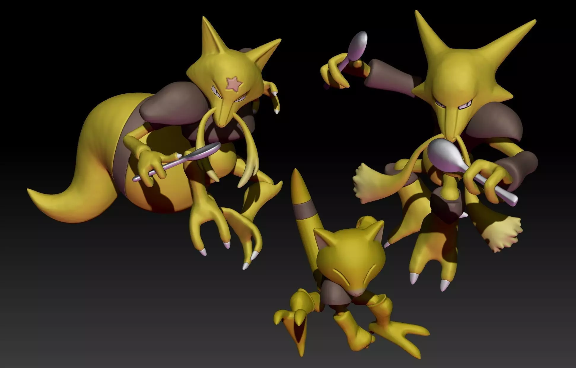 Pokemon Abra Kadabra Alakazam 3D print model_0