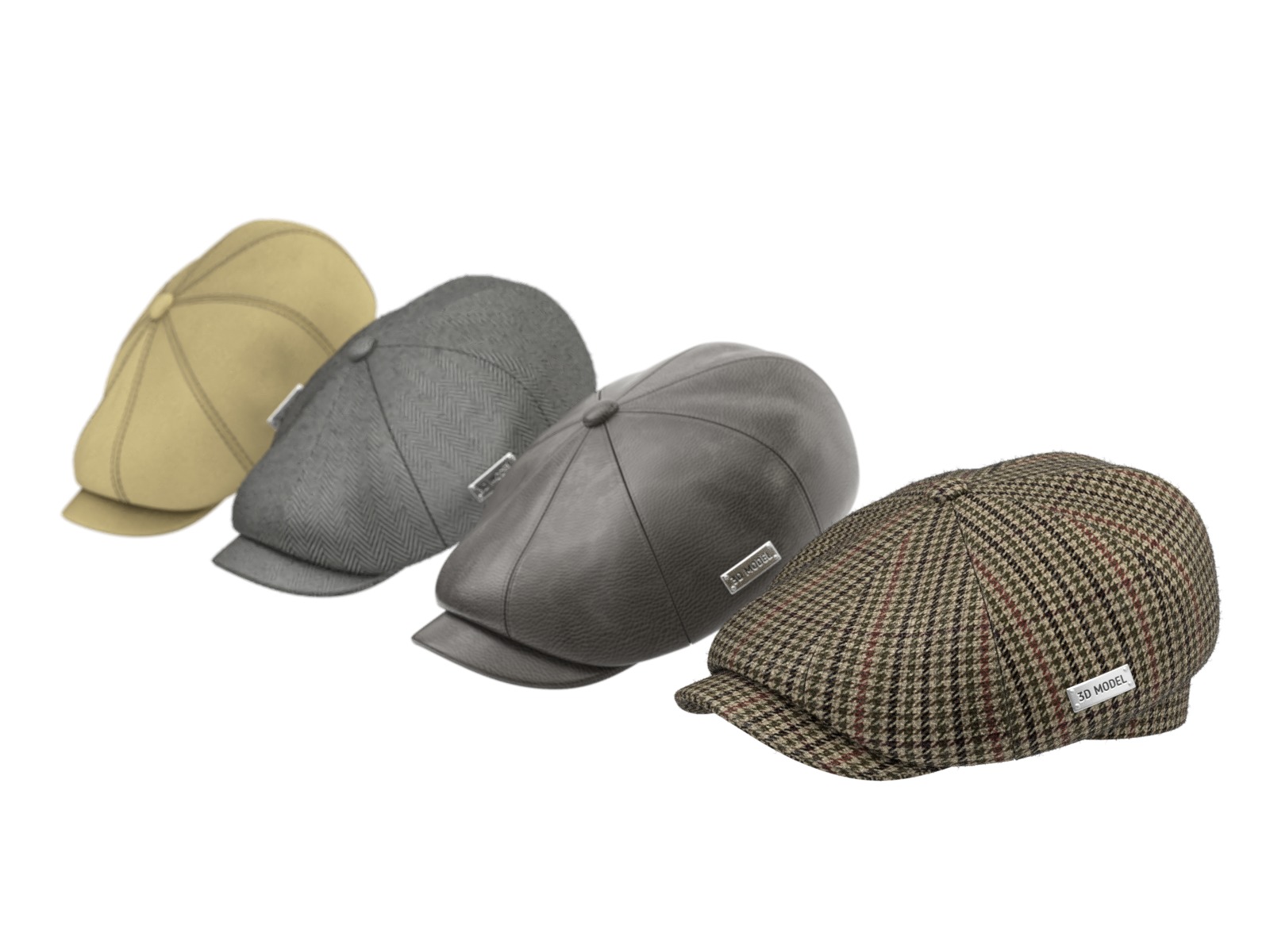 Newsboy Cap 3D model_12