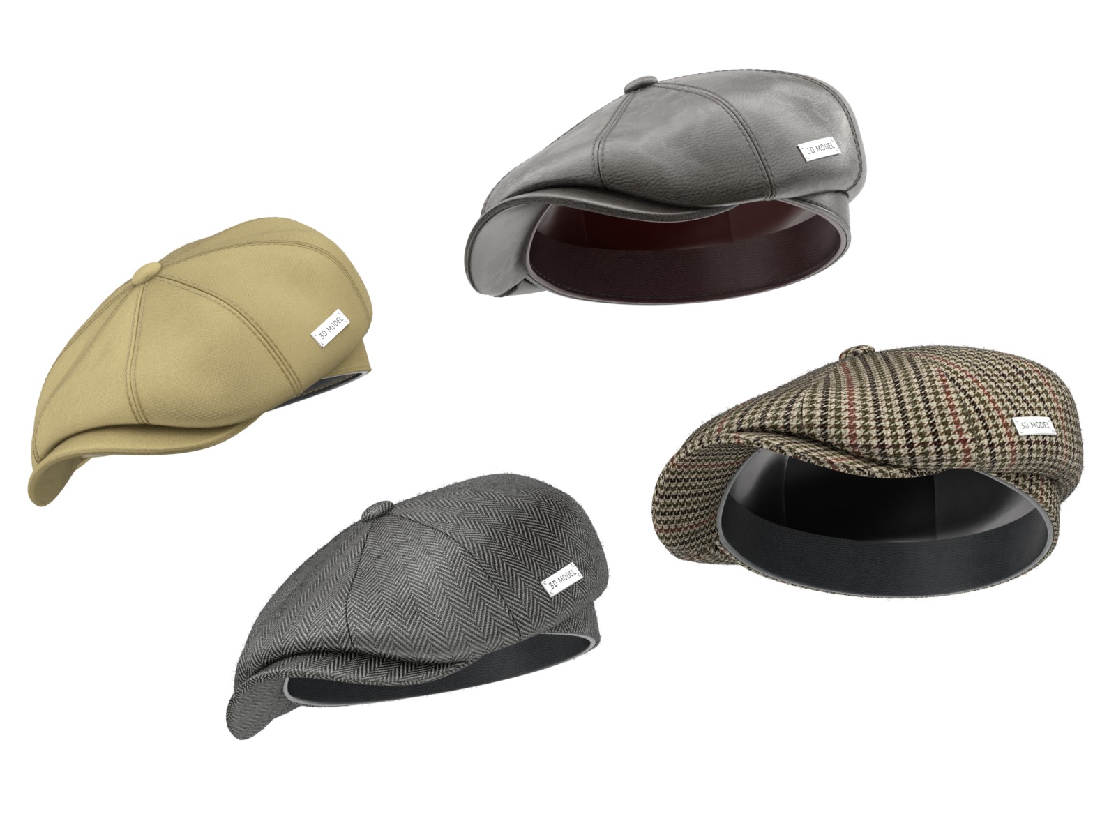 Newsboy Cap 3D model_11