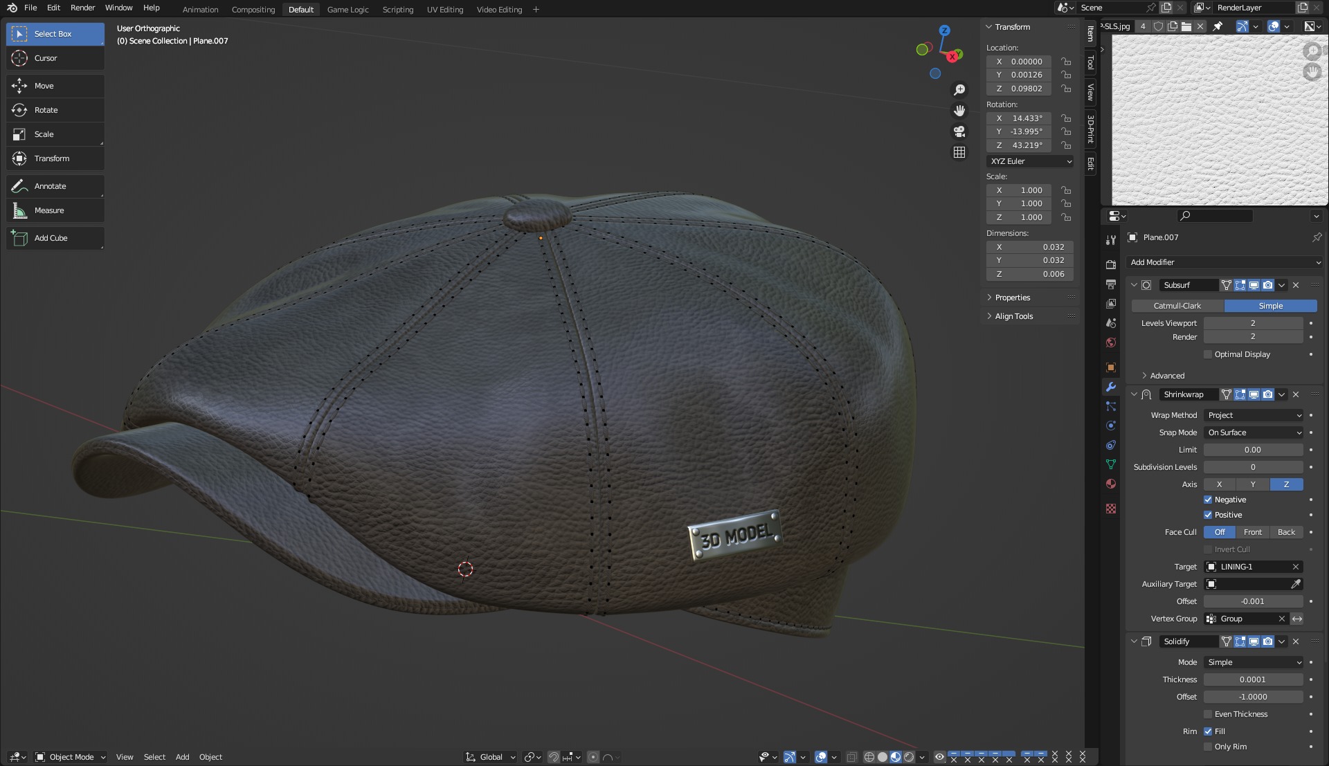 Newsboy Cap 3D model_21