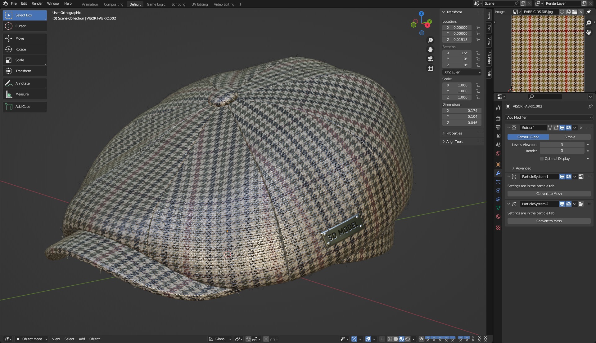 Newsboy Cap 3D model_19