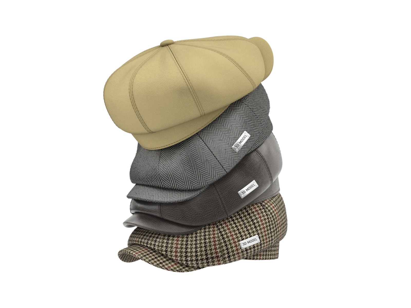 Newsboy Cap 3D model_10
