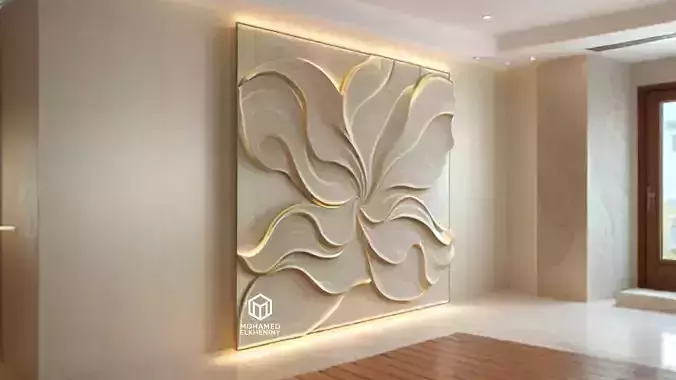 modern panel wall decor set wall relief mural CNC 97 3D model