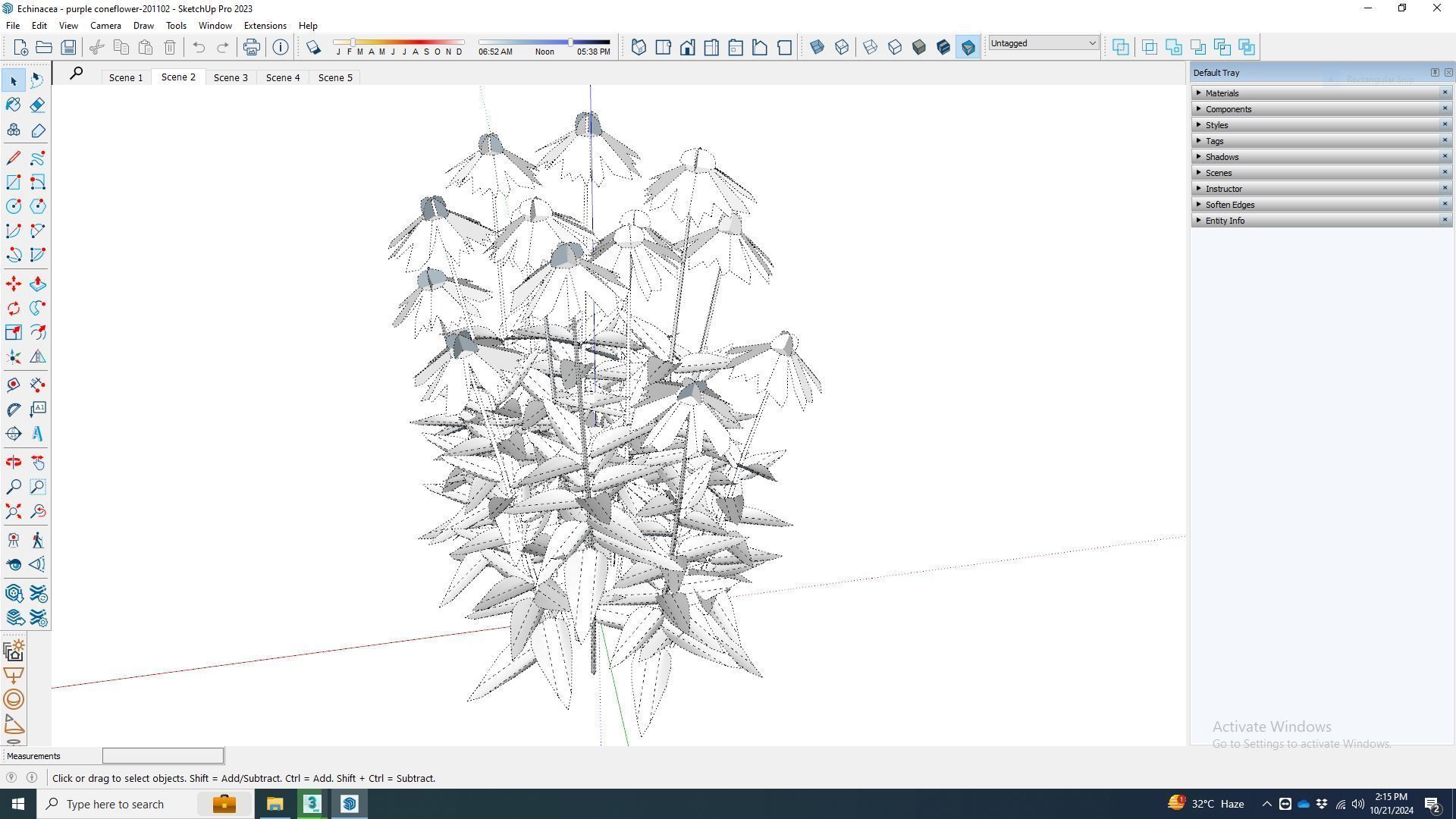 Plant  Echinacea - purple coneflower Low-poly 3D model_7