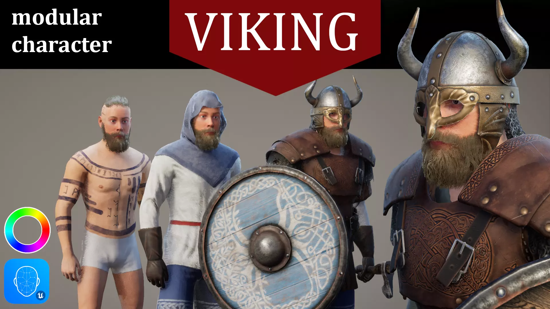 Viking ancient medieval warrior Low-poly 3D model