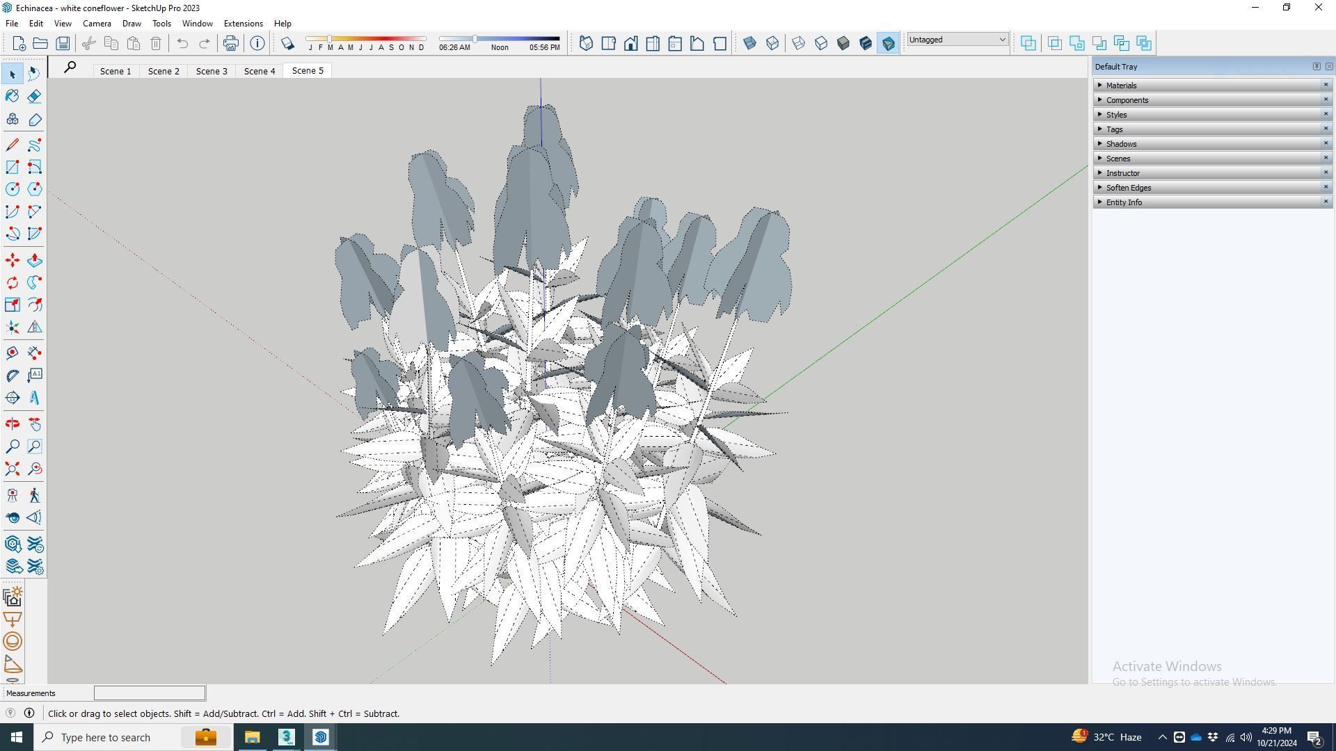Plant  Echinacea - white coneflower Low-poly 3D model_8