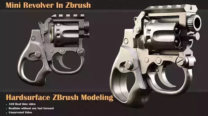 Mini Revolver Hardsurface ZBrush Modeling Tutorial  