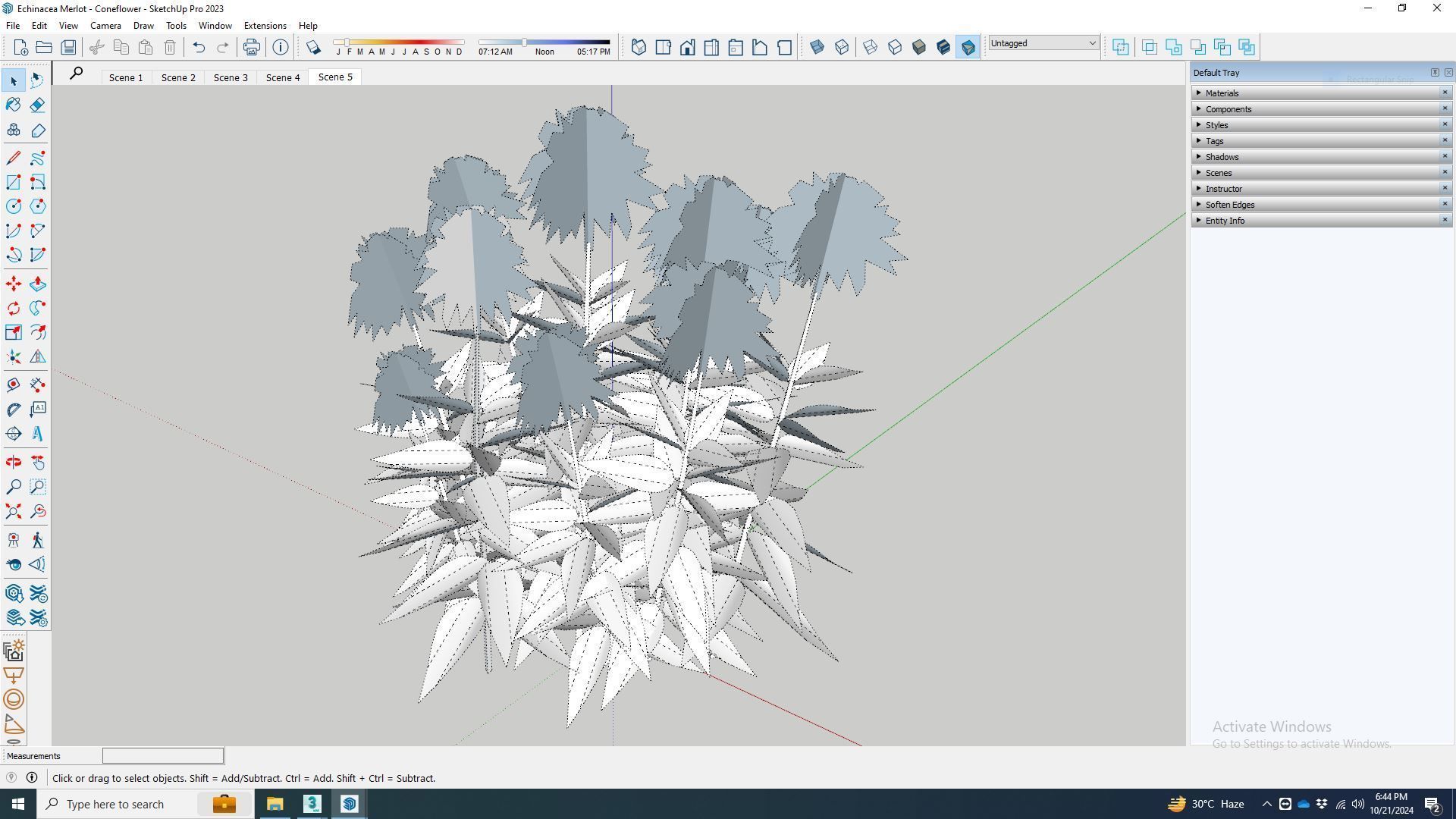 Plant  Echinacea Merlot - Coneflower  Low-poly 3D model_8