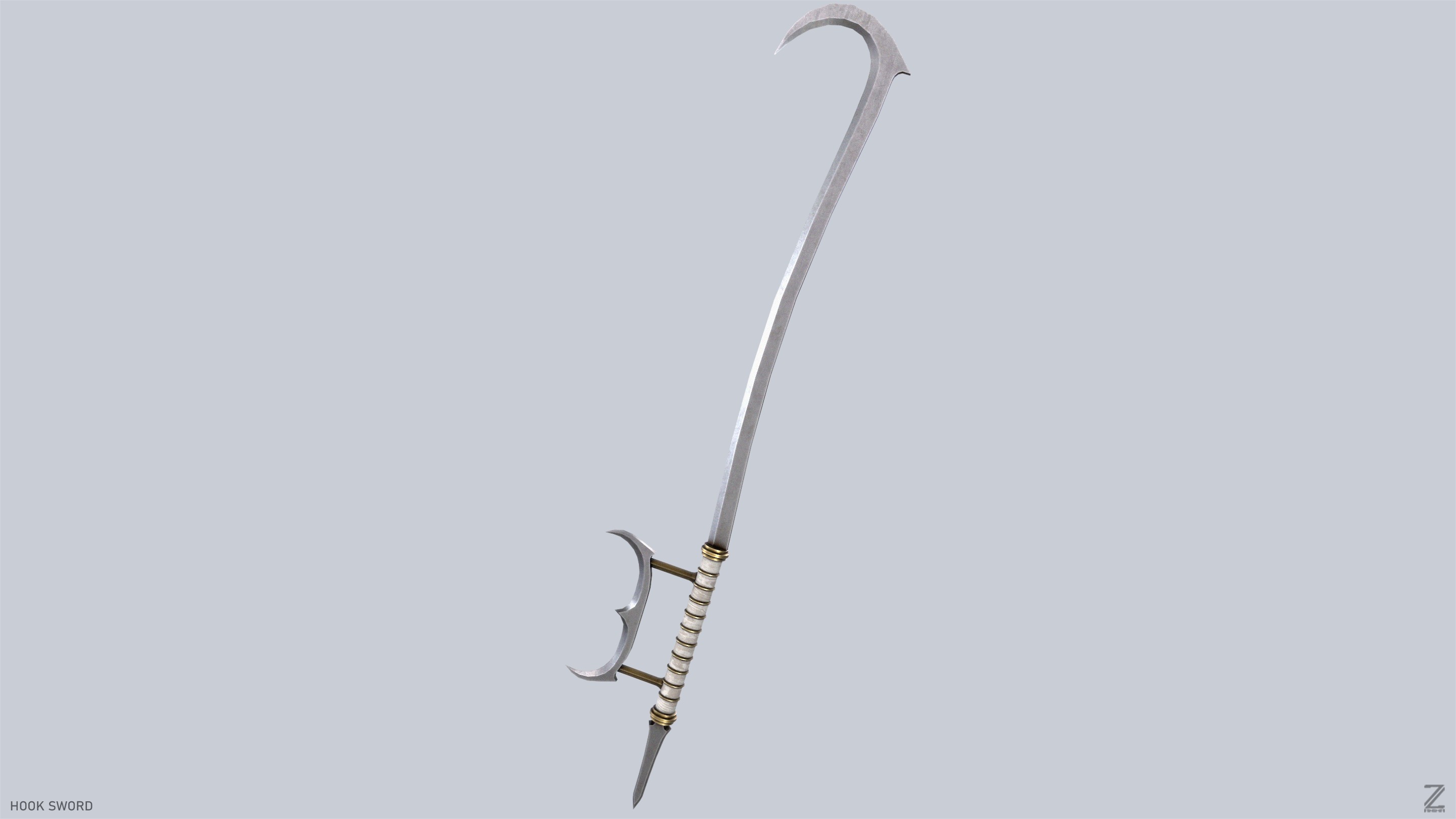 Hook sword Low-poly 3D model_4
