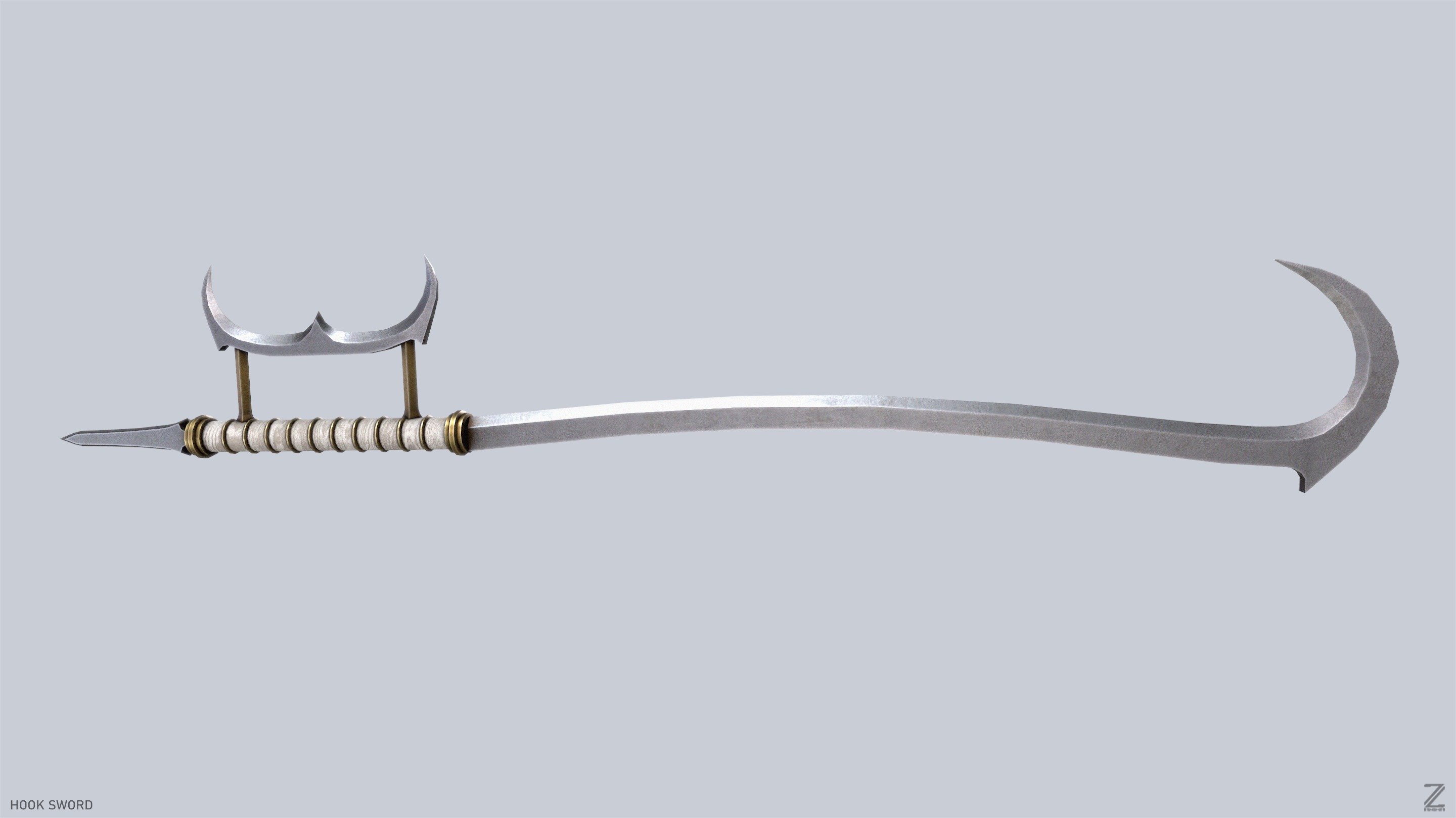 Hook sword Low-poly 3D model_5