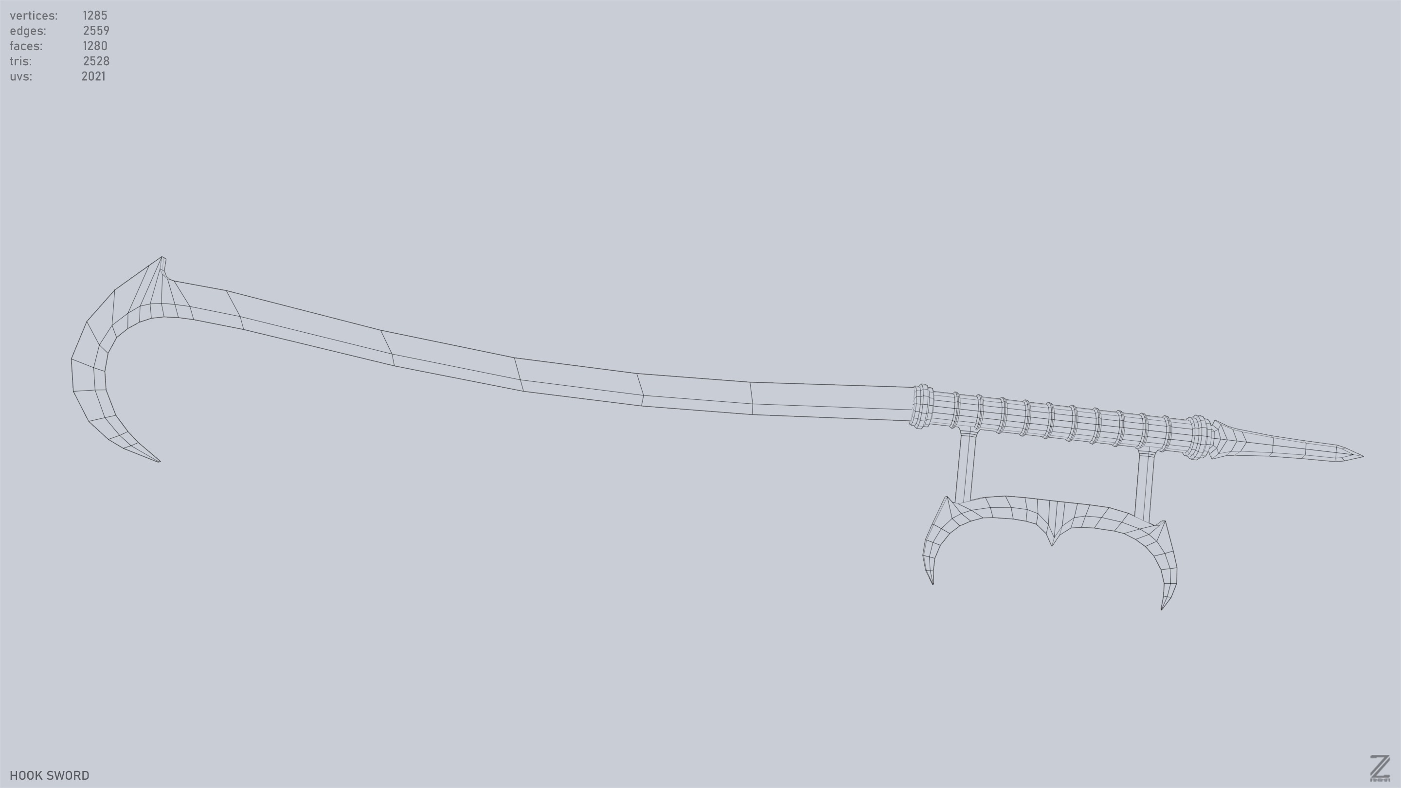 Hook sword Low-poly 3D model_13
