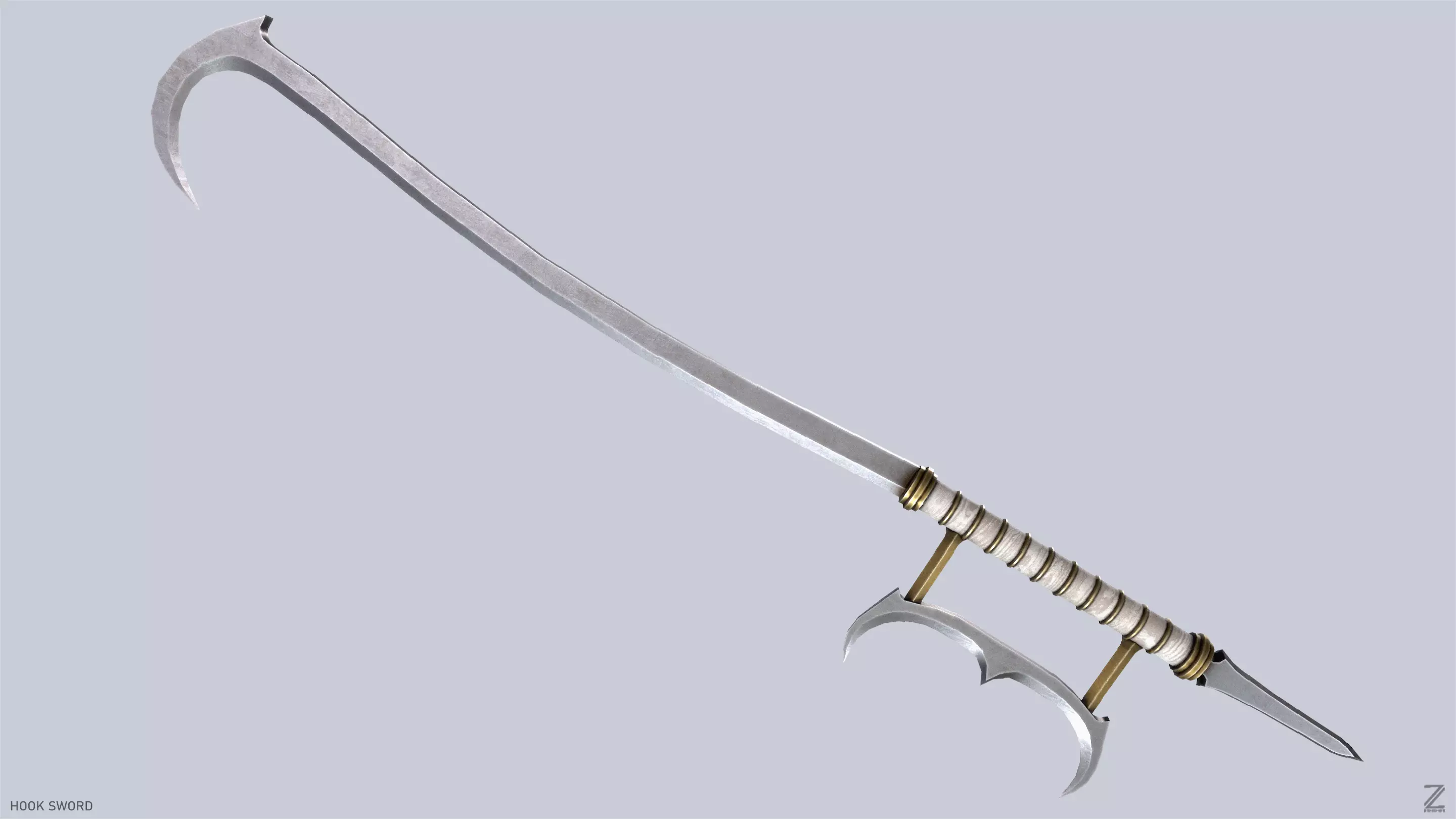 Hook sword Low-poly 3D model_0