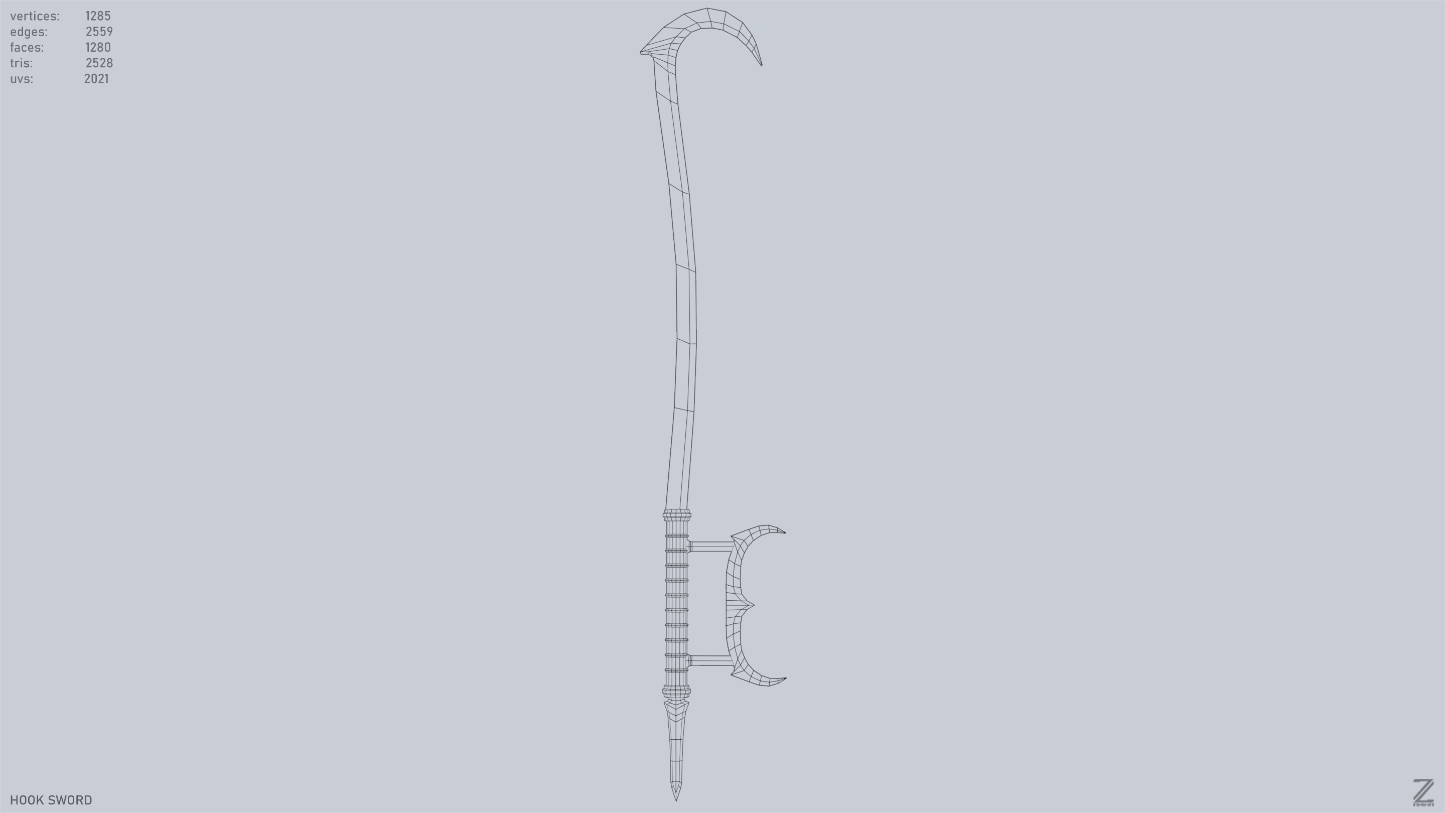 Hook sword Low-poly 3D model_9
