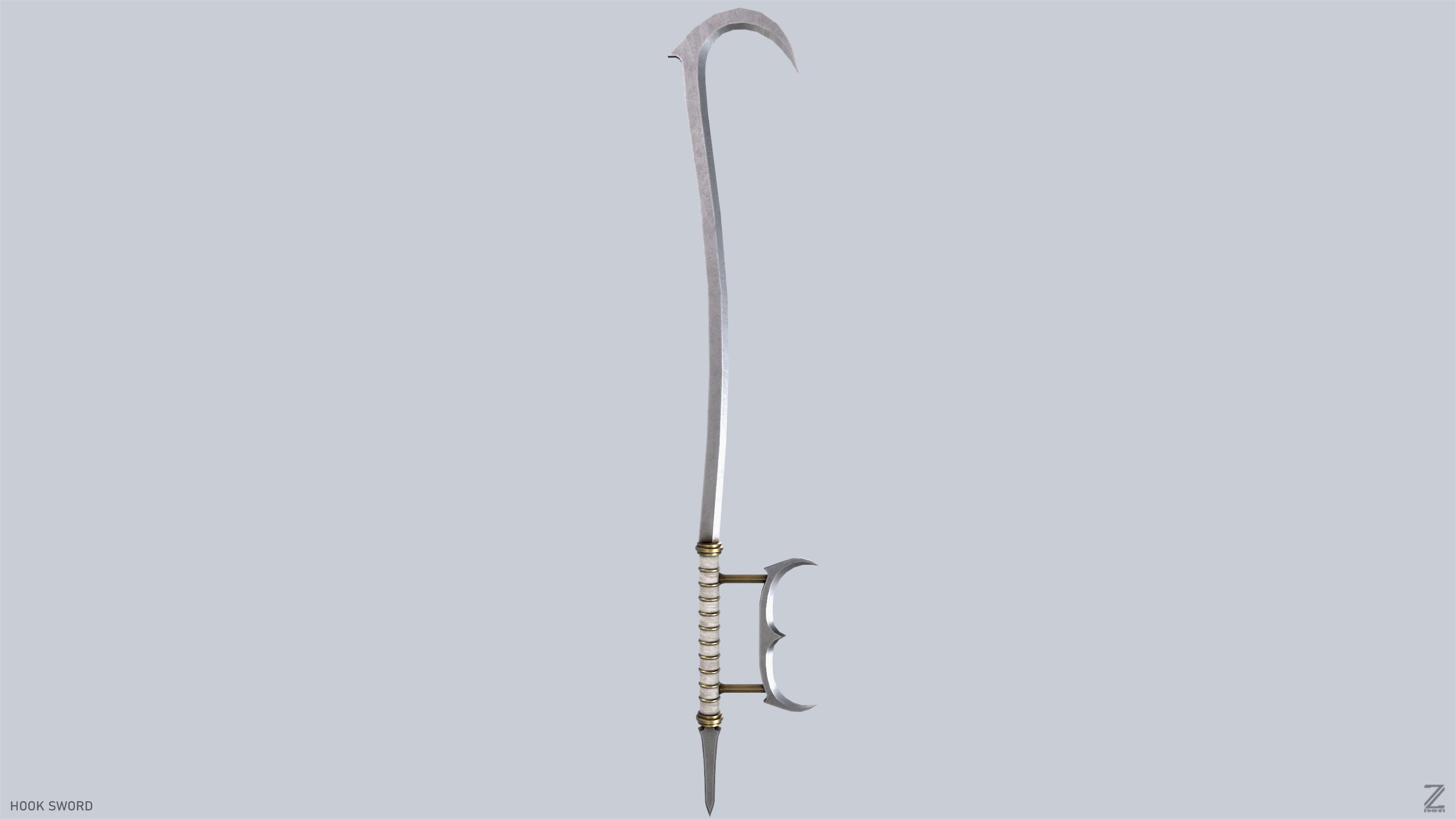 Hook sword Low-poly 3D model_2