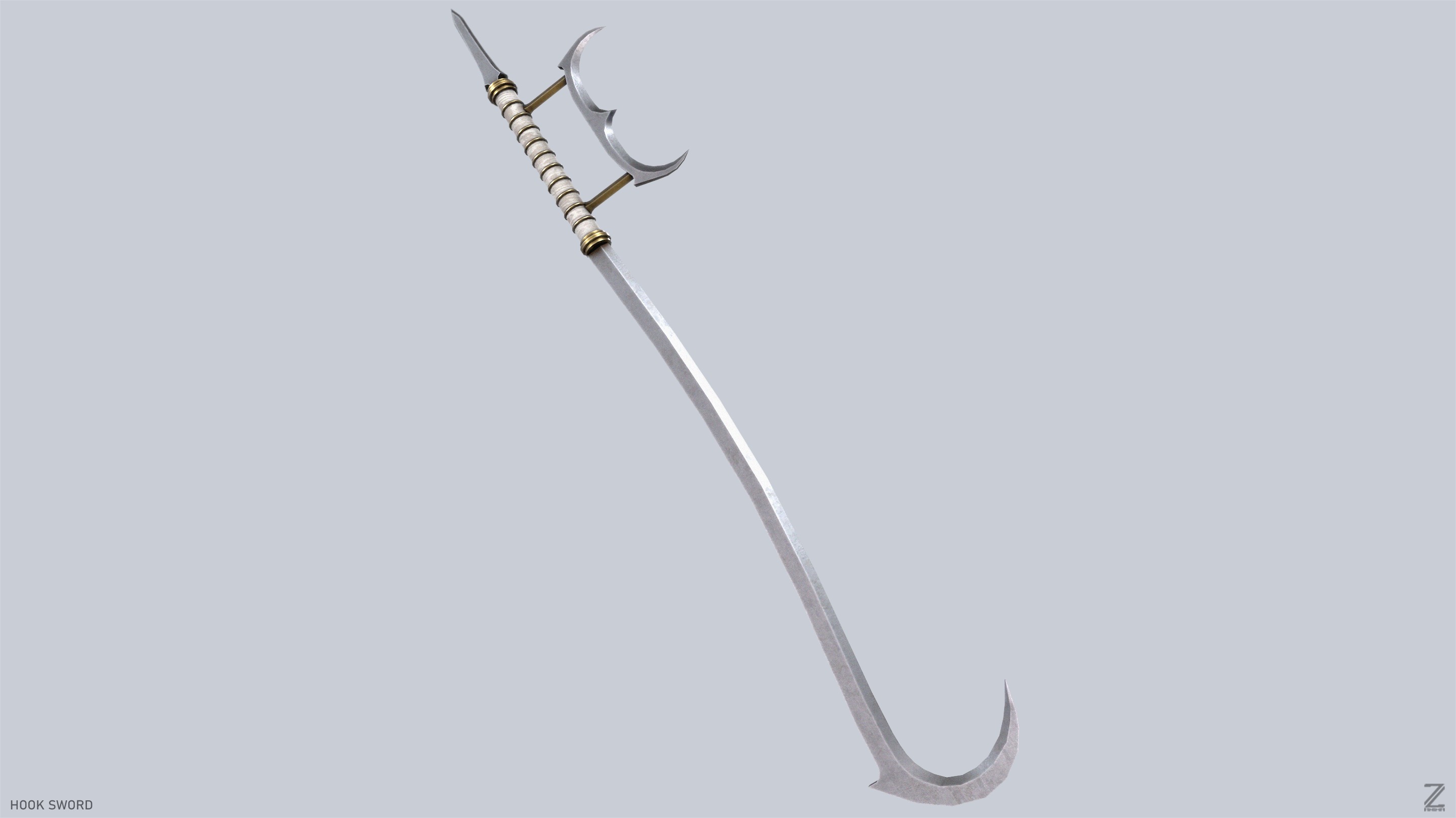 Hook sword Low-poly 3D model_8