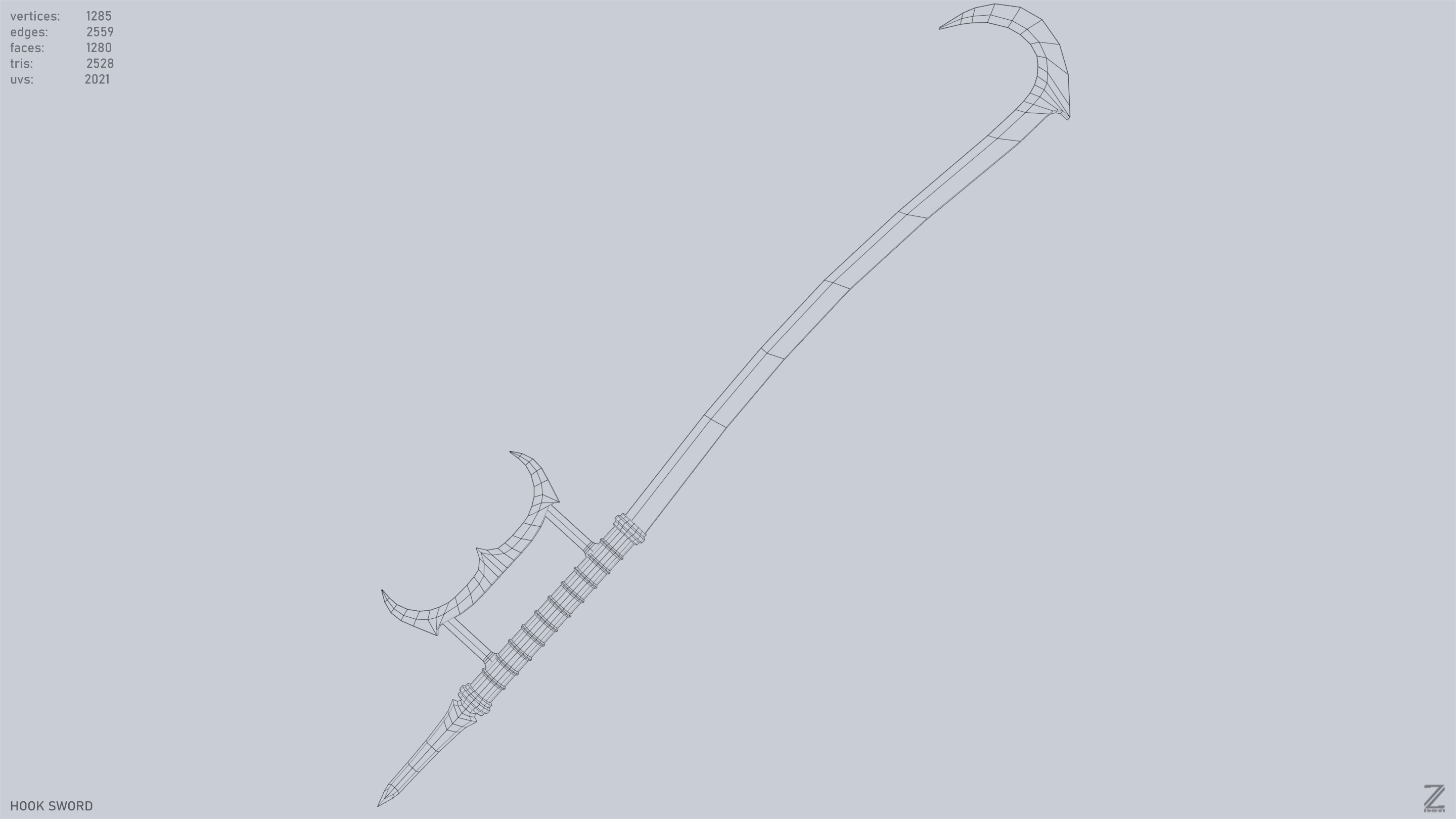 Hook sword Low-poly 3D model_15