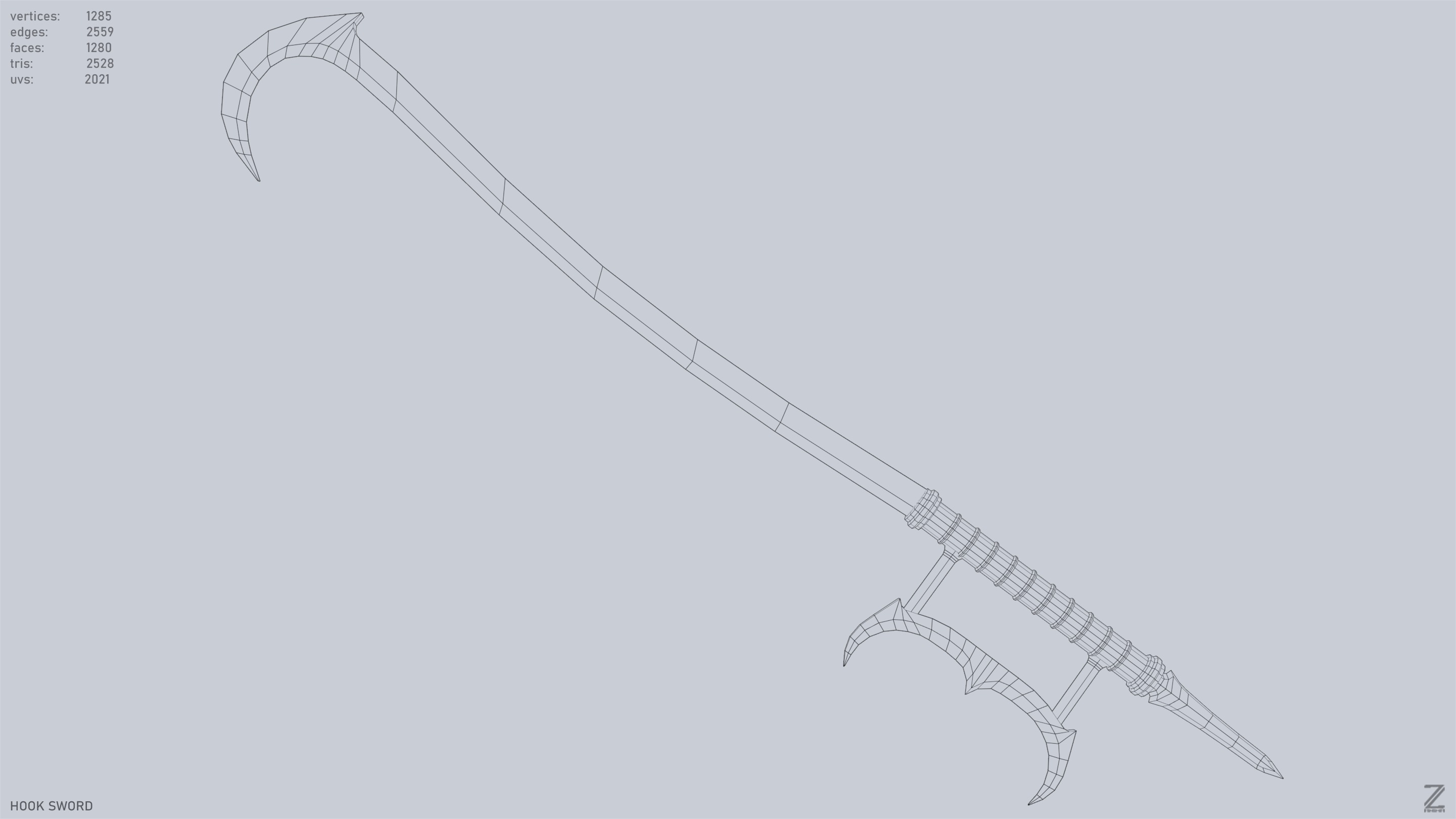 Hook sword Low-poly 3D model_10
