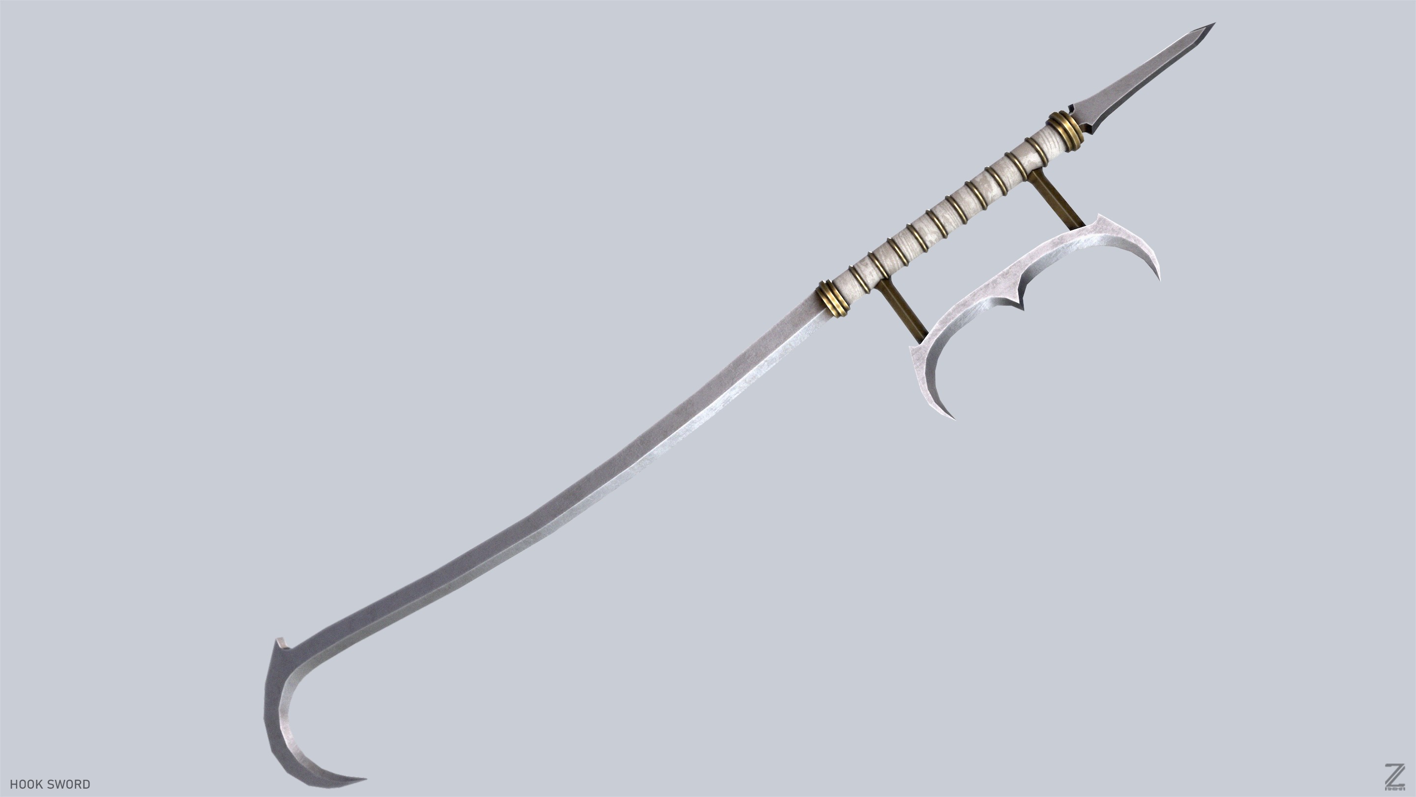 Hook sword Low-poly 3D model_6