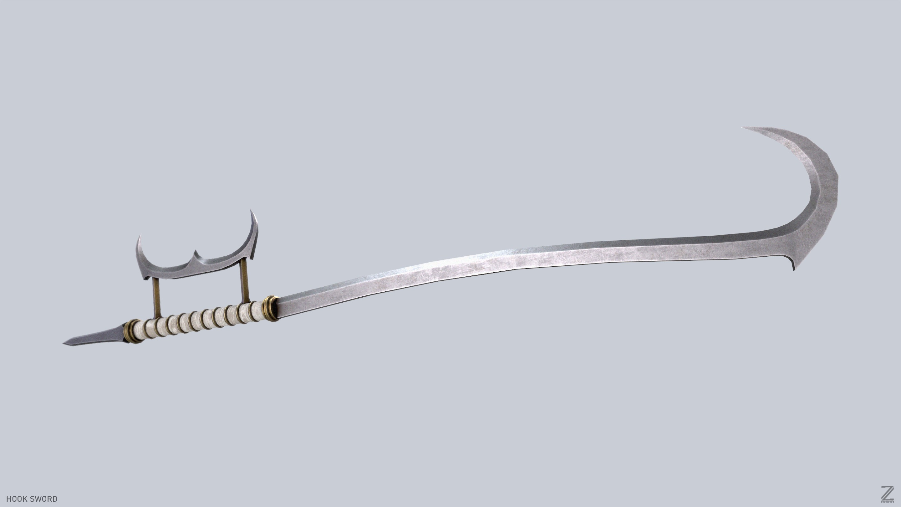 Hook sword Low-poly 3D model_7