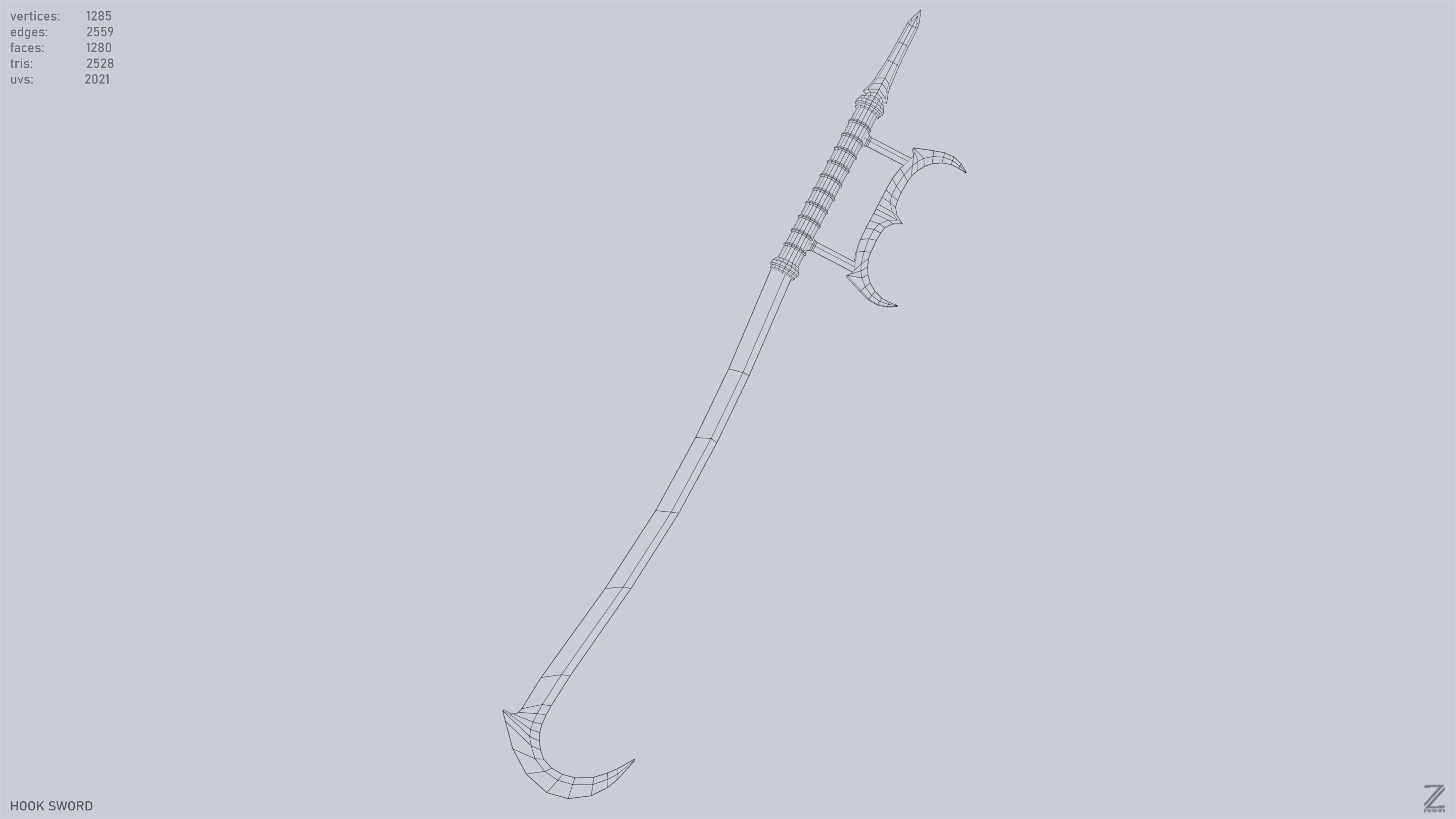 Hook sword Low-poly 3D model_12