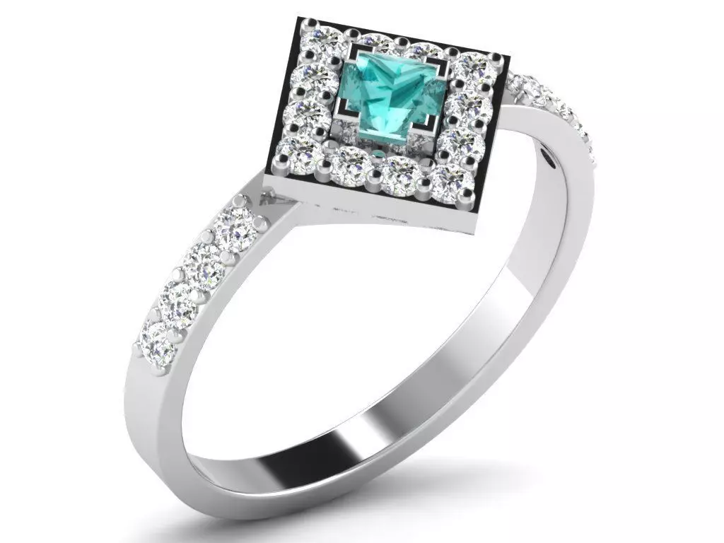 Light Weight White Gold Diamond Ring DR-5841 3D print model