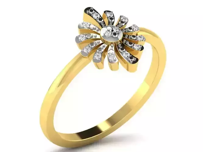 Light Weight Yellow Gold Diamond Ring DR-5850