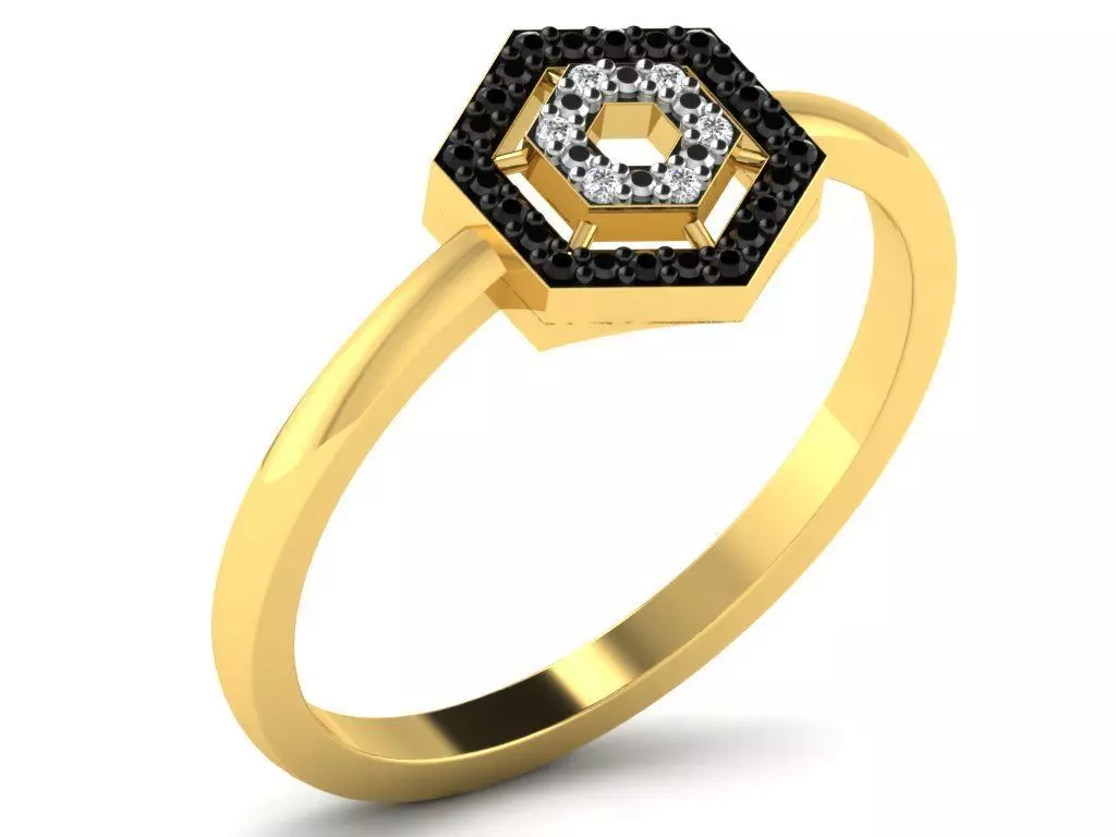 Light Weight Yellow Gold Diamond Ring DR-5855 3D print model