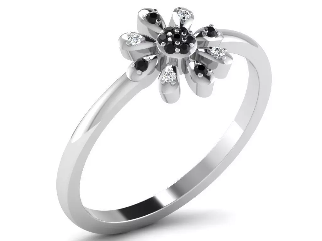 Light Weight White Gold Diamond Ring DR-5859 3D print model