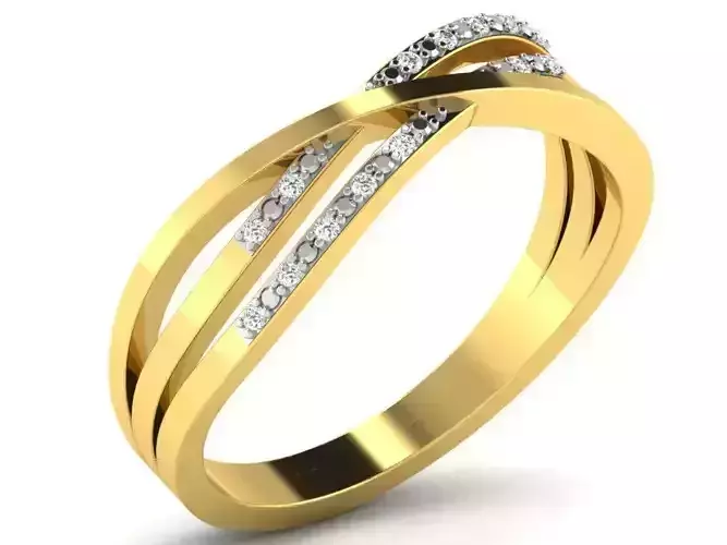 Light Weight Yellow Gold Diamond Ring DR-5870