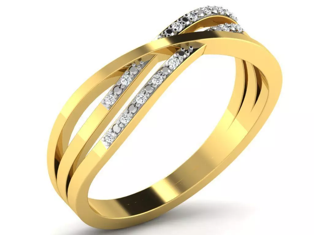 Light Weight Yellow Gold Diamond Ring DR-5870 3D print model_0