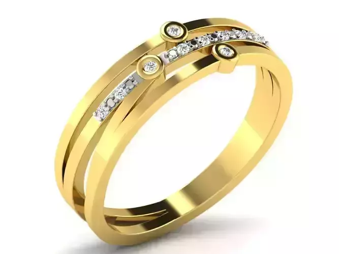 Light Weight Yellow Gold Diamond Ring DR-5875