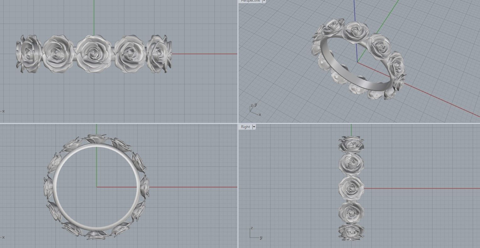 Rose Ring 3D print model_5