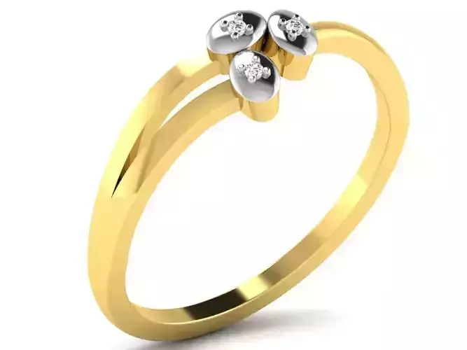 Light Weight Yellow Gold Diamond Ring DR-5897 3D print model