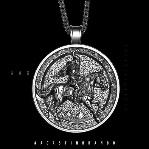 viking man with horse pendant design STL