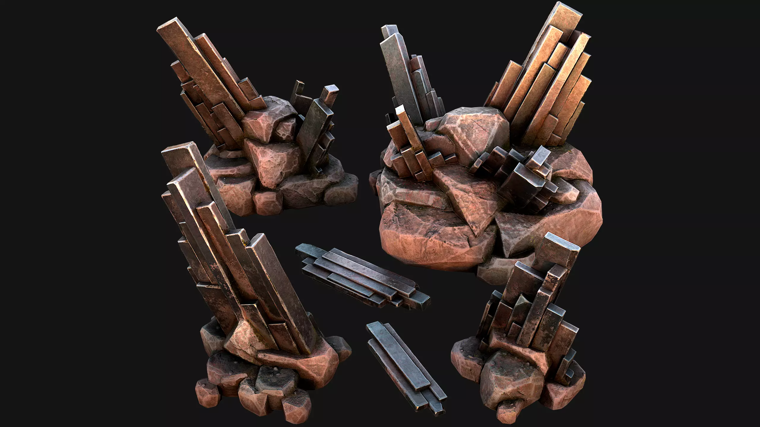 Silver Ore Mineral Stones and Rocks Low-poly 3D model