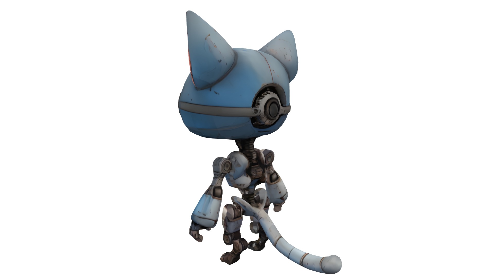 Circuit the Cyborg Cat Low-poly 3D model_3