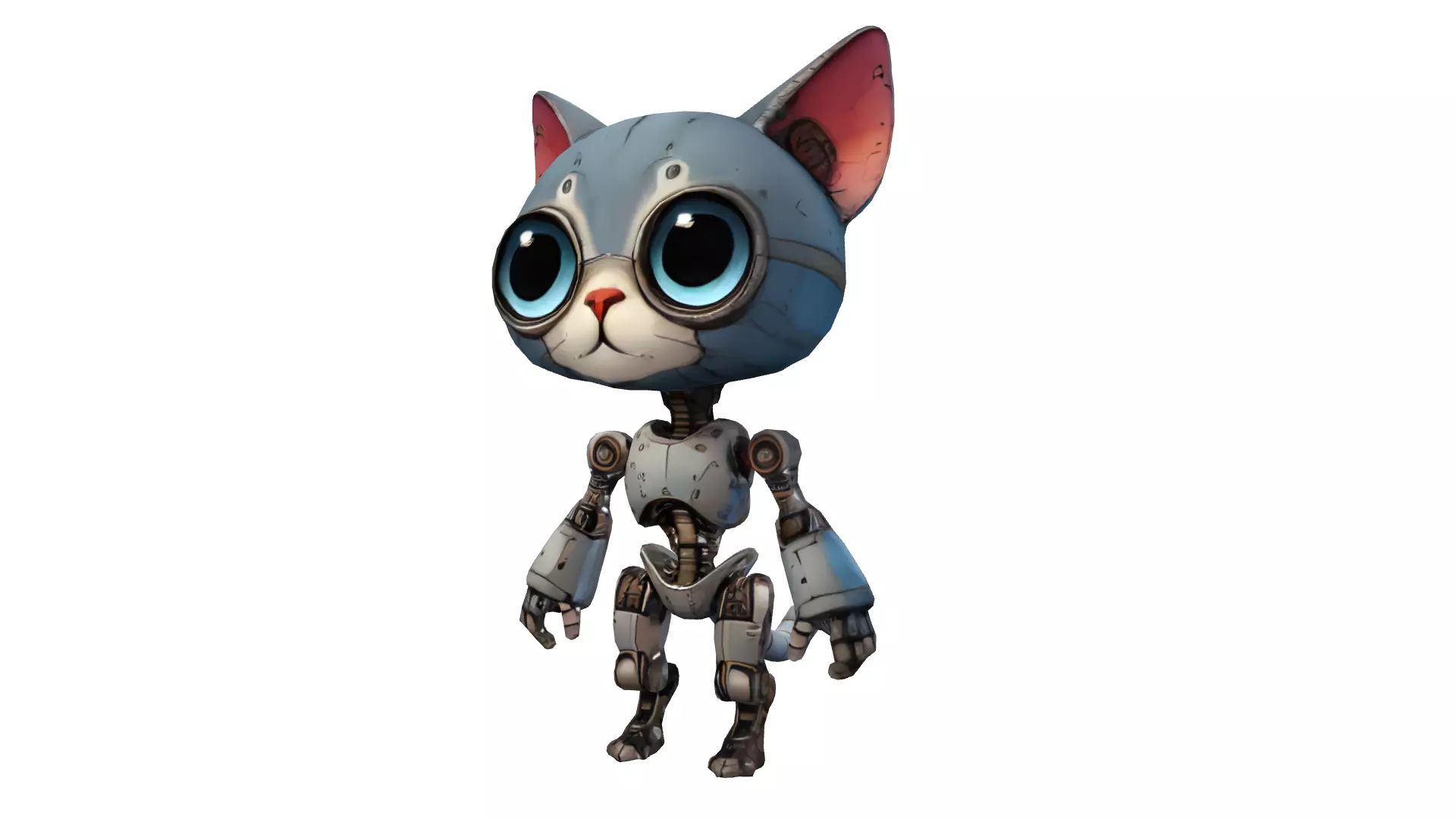 Circuit the Cyborg Cat Low-poly 3D model_0