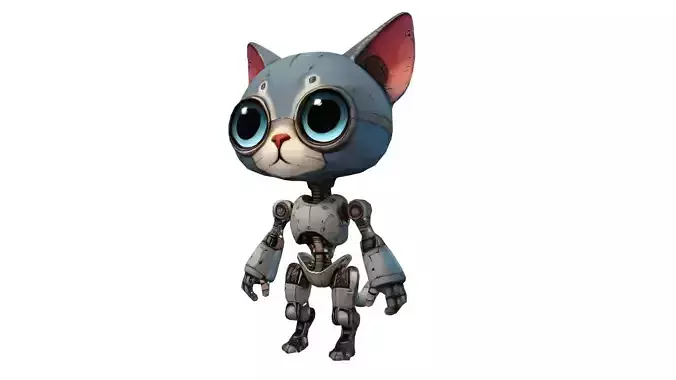 Circuit the Cyborg Cat Low-poly 3D model