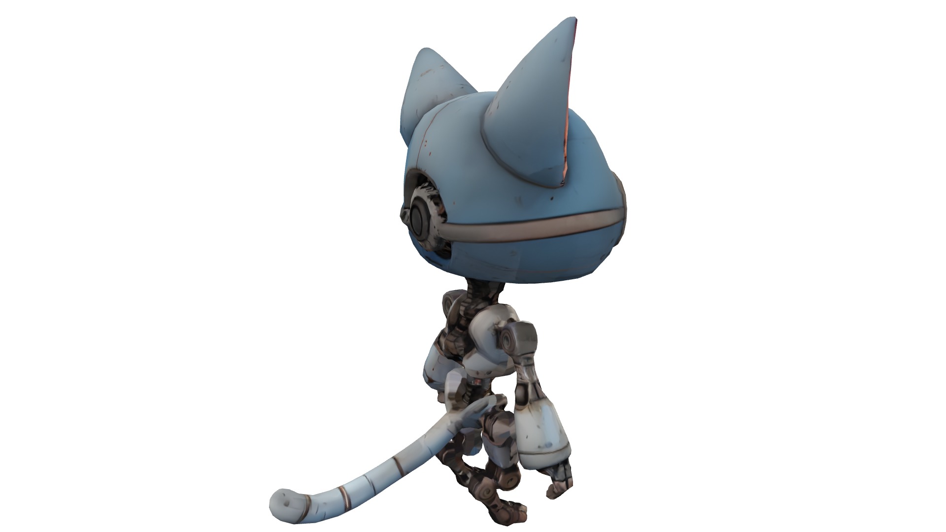 Circuit the Cyborg Cat Low-poly 3D model_2