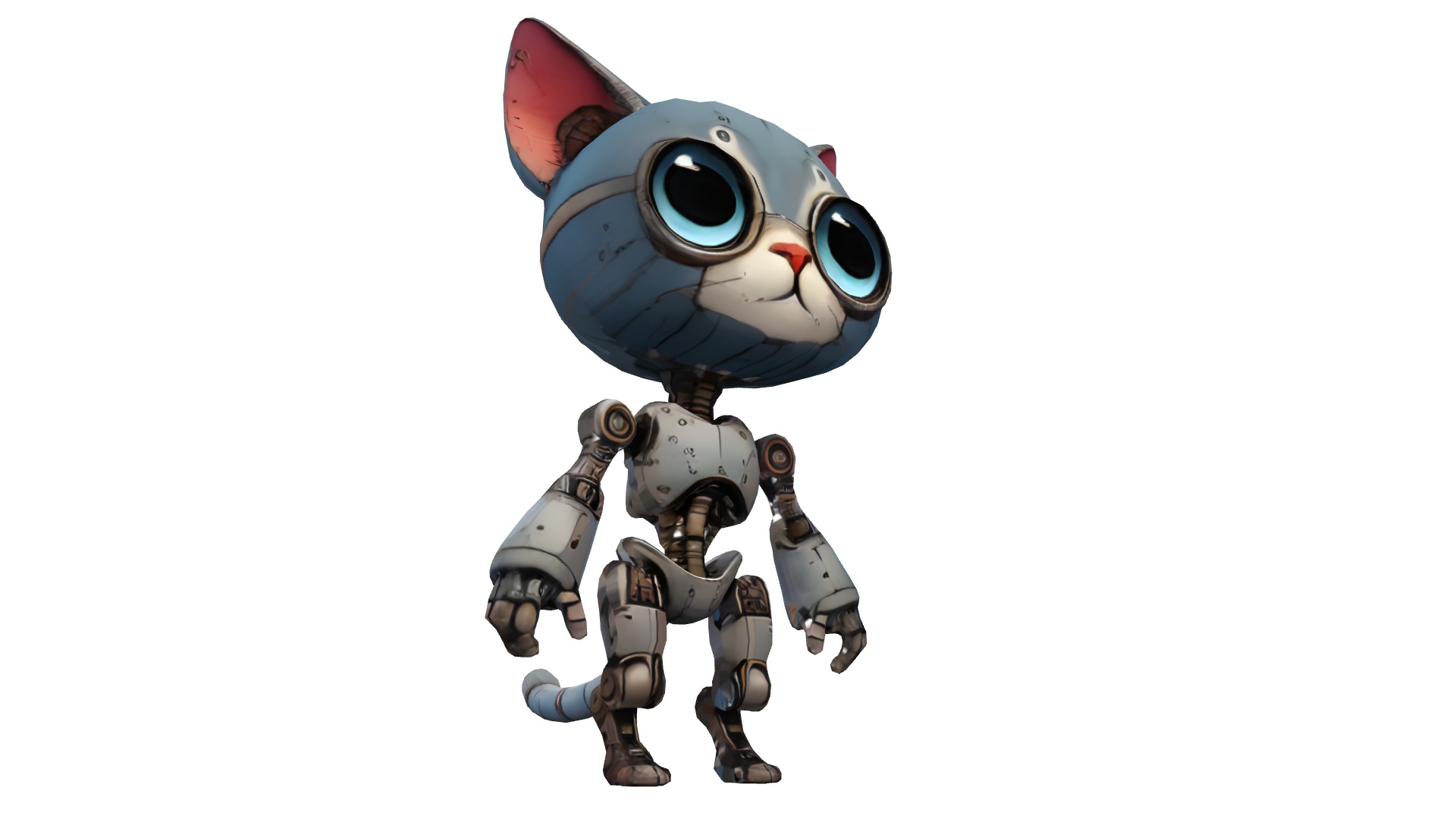 Circuit the Cyborg Cat Low-poly 3D model_1