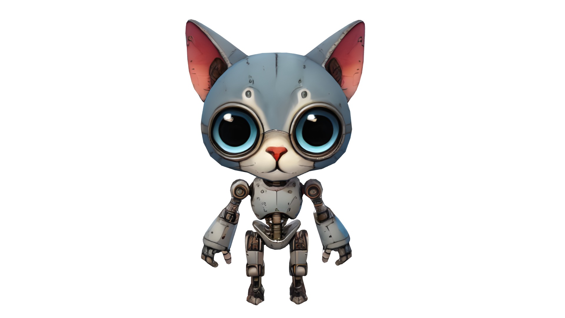Circuit the Cyborg Cat Low-poly 3D model_4