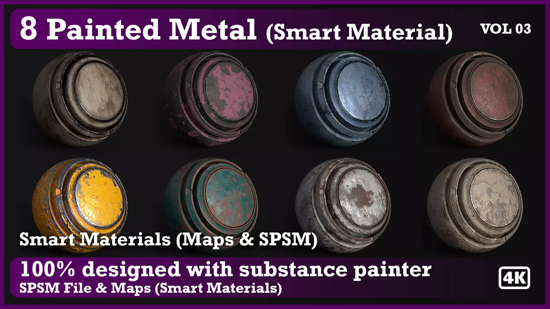 Painted Metal 8 Smart Material - Vol 03 - SPSM - Maps Texture_0