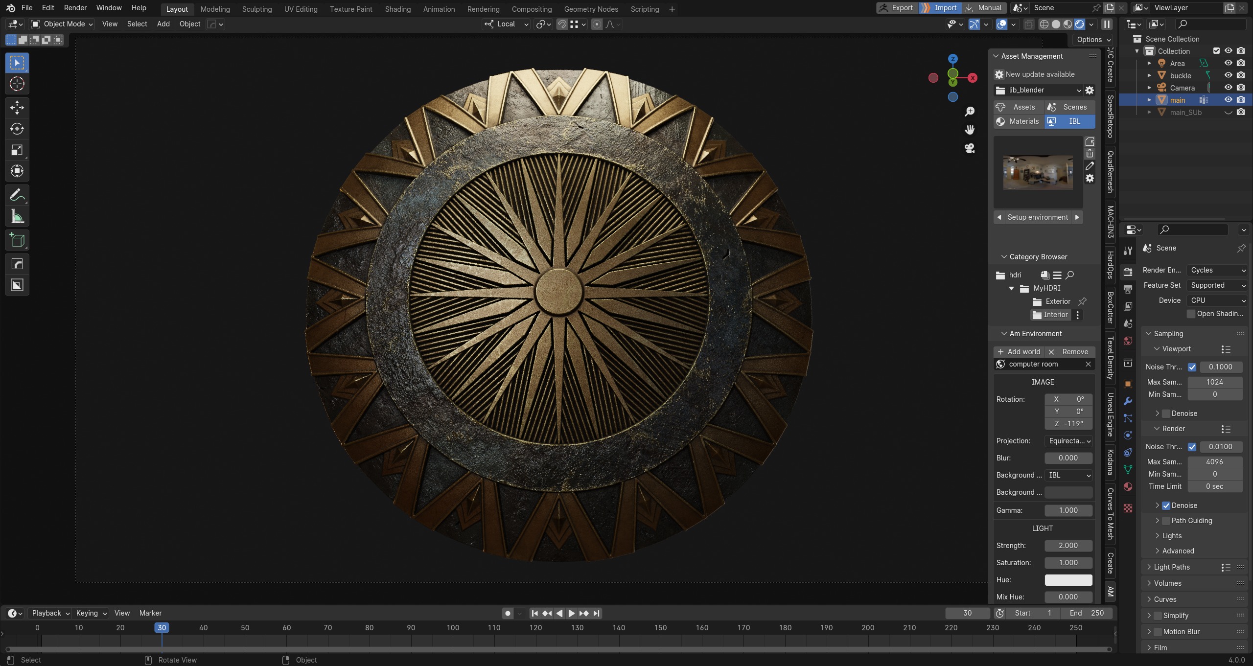 Wonder Woman power Shield high poly PBR material 3D model_15