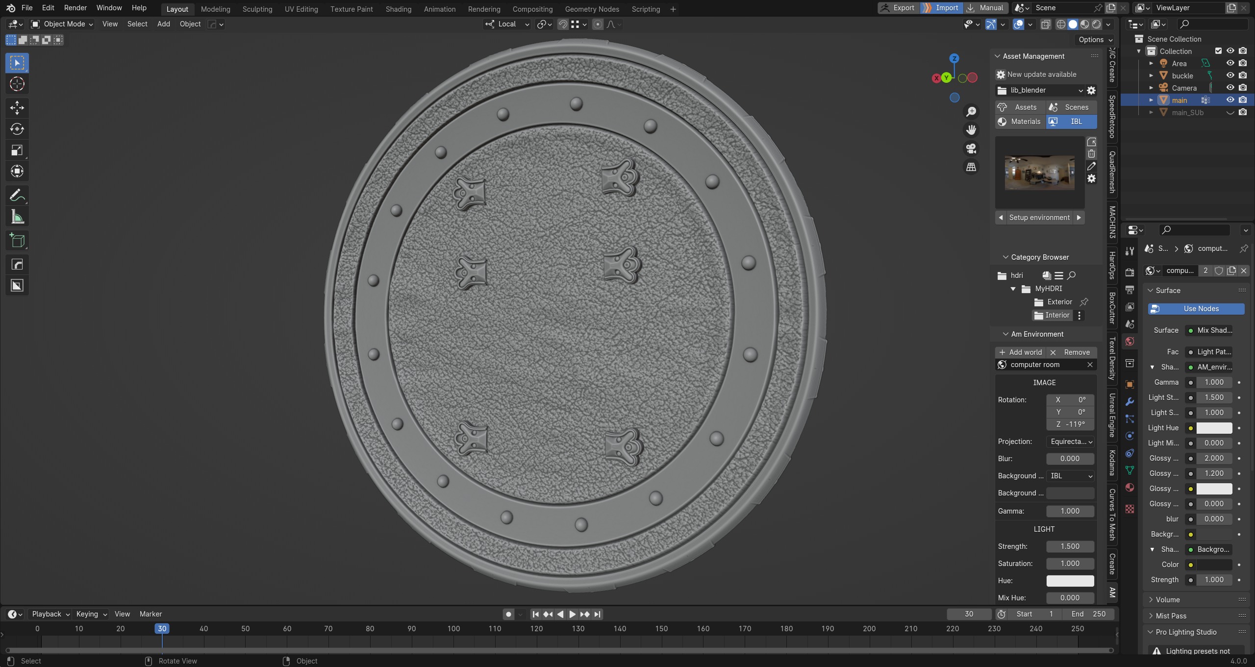 Wonder Woman power Shield high poly PBR material 3D model_13