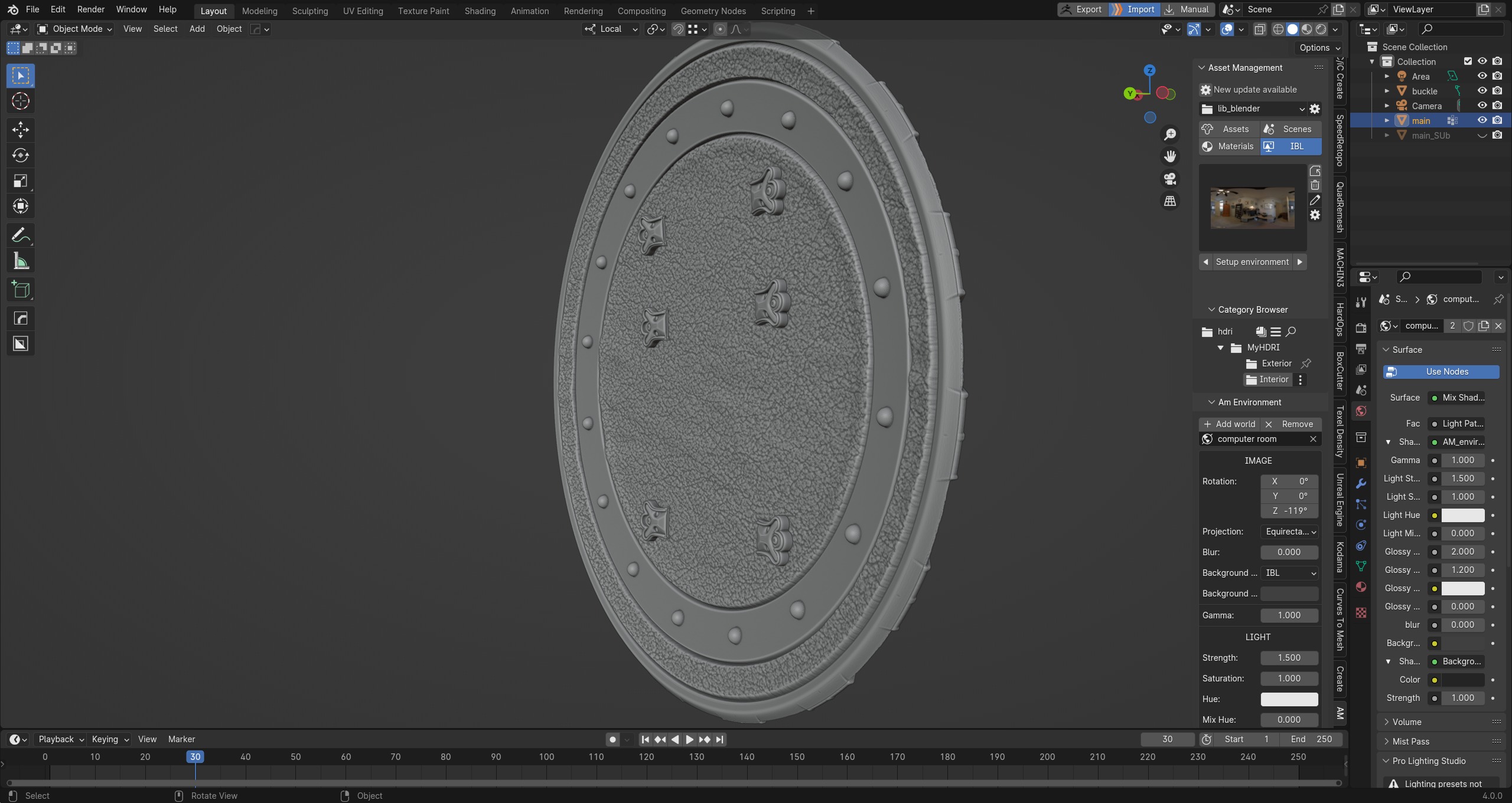 Wonder Woman power Shield high poly PBR material 3D model_12