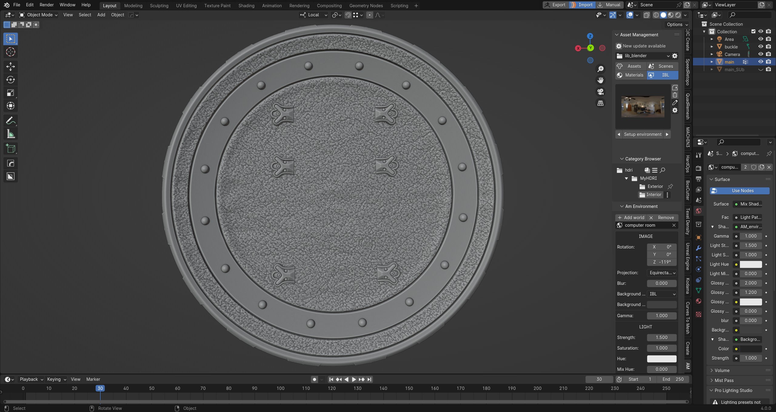 Wonder Woman power Shield high poly PBR material 3D model_14