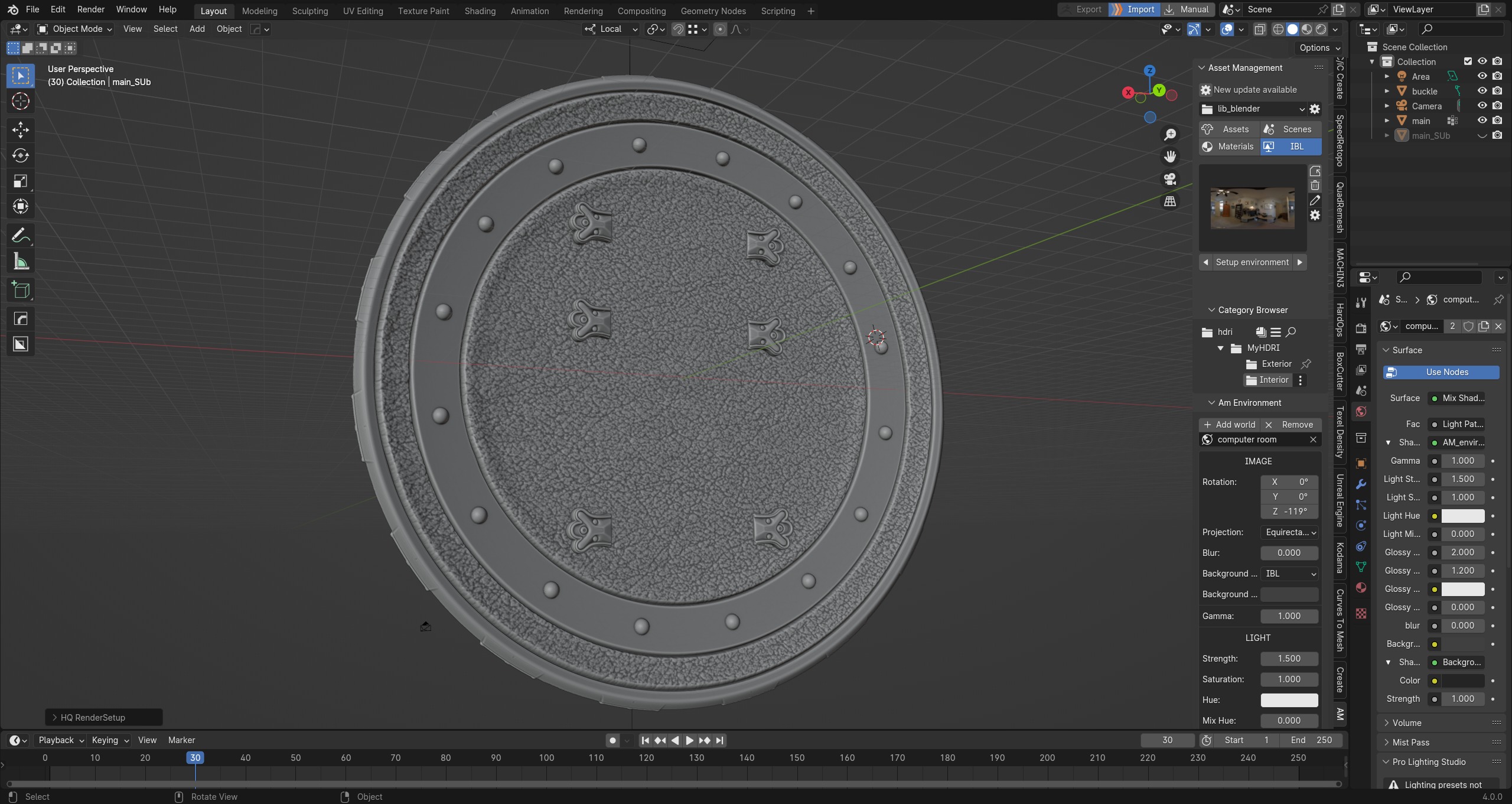 Wonder Woman power Shield high poly PBR material 3D model_4