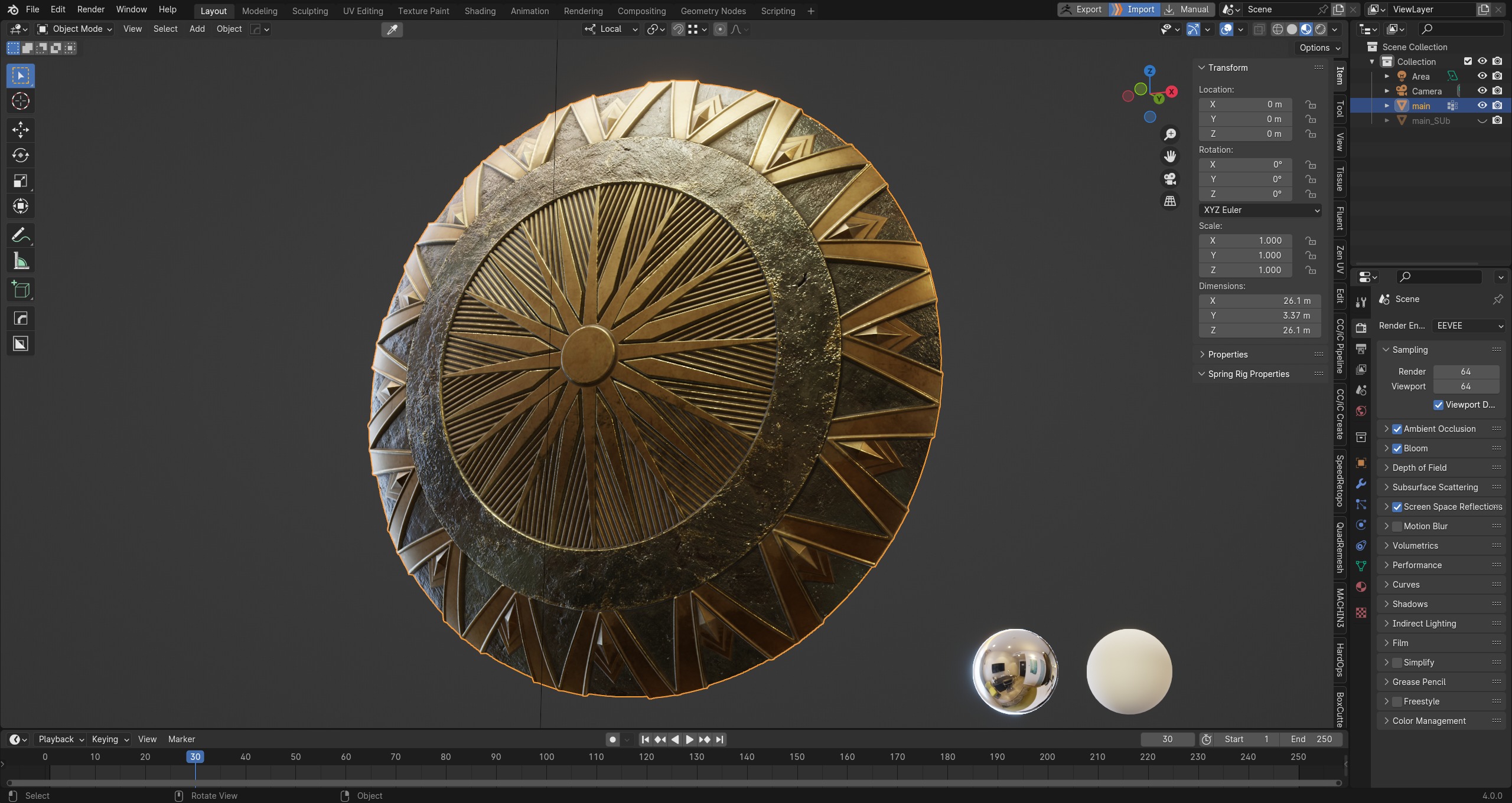 Wonder Woman power Shield high poly PBR material 3D model_20